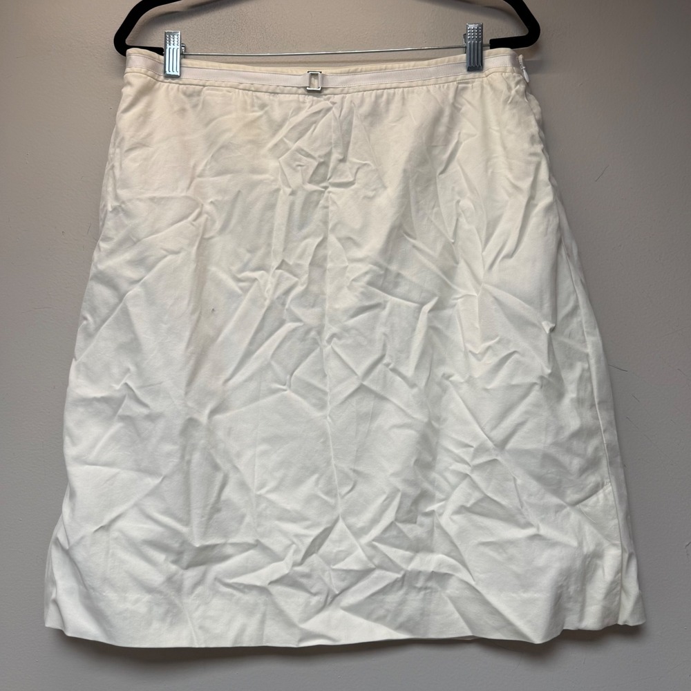 Ann Taylor A-Line Skirt Womens 14 White Excellent Stretch Cotton Blend Career